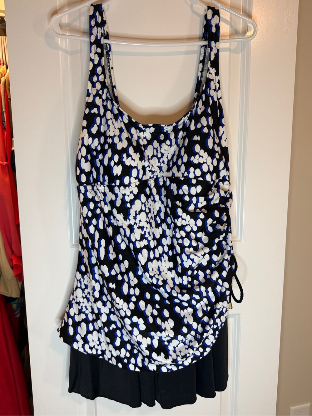 Maxine of Hollywood Navy Blue and White Printed One-Piece Swimdress